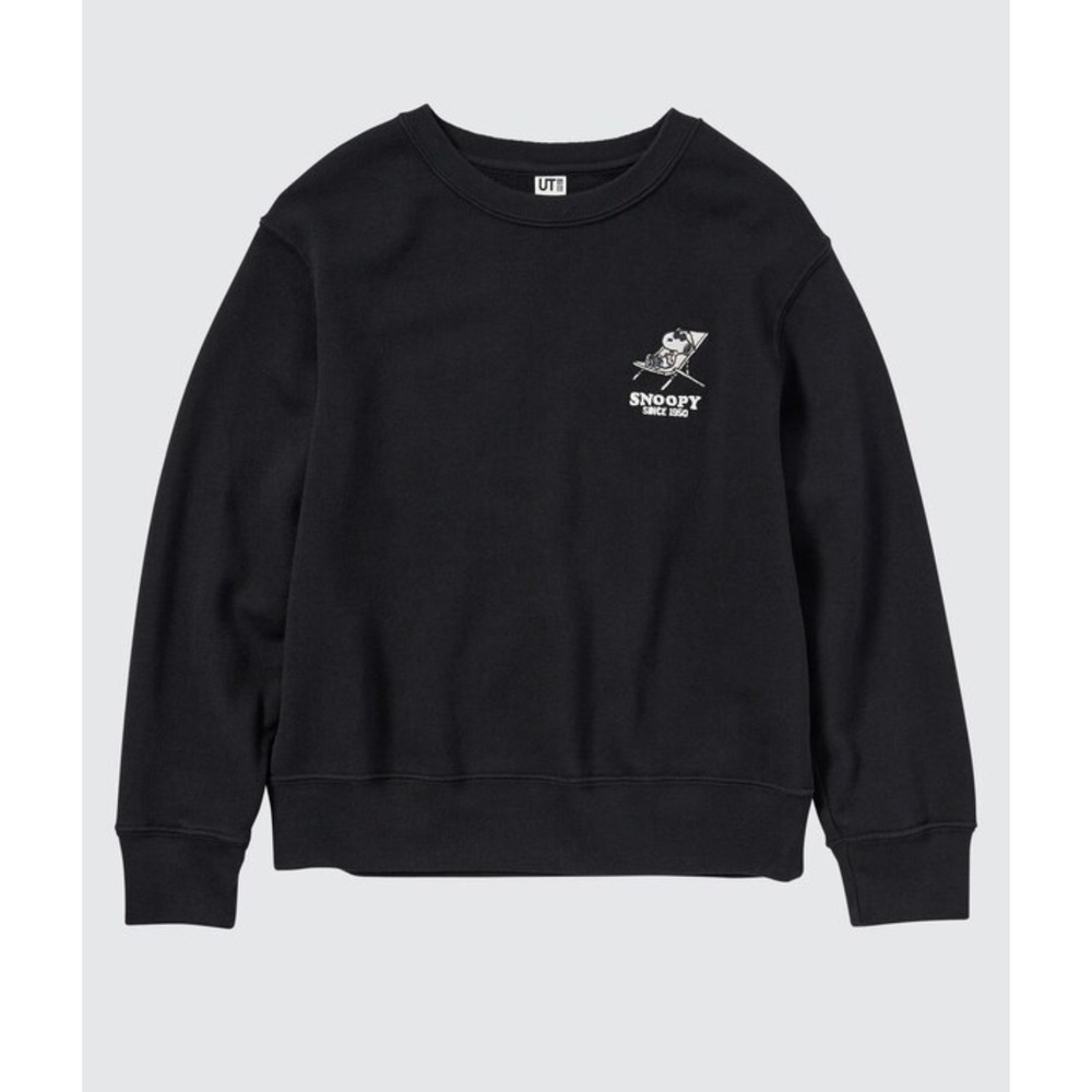 Uniqlo Kids UT Snoopy Graphic Sweatshirt Black Crewneck Top Size 9 10